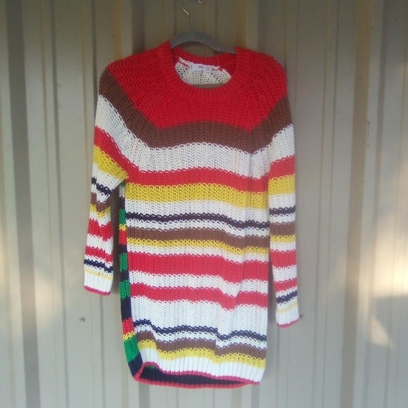Women's Colorful Rainbow Chunky Cable Knit Crewneck Sweater Large LGBTQ PRIDE - Picture 1 of 4